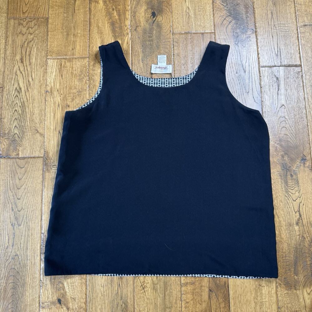 Vintage Worthington Reversible Tank Top Women XL Black White Office Base Layer - Picture 4 of 5